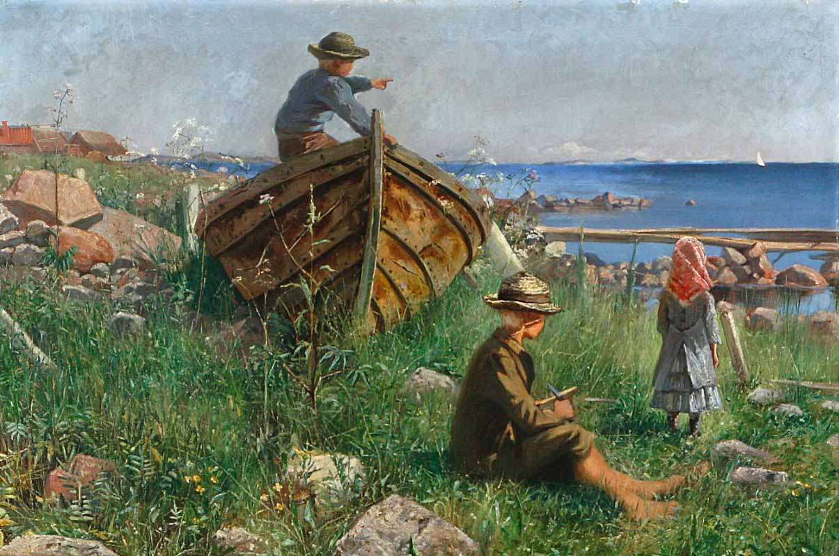 Ferdynand Ruszczyc An archipelago scenery with children